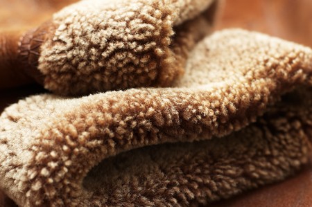 Sleeves of sheepskin coatの写真素材