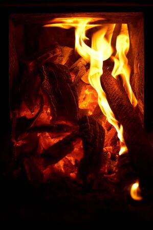 Firewood is on fire in old stove
の写真素材