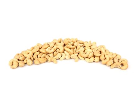 cashew isolated with soft shadow over white backgroundの写真素材