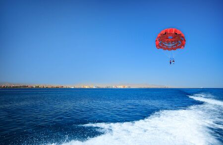 Sport activity - Parasailing over the Mediterranean seaの写真素材