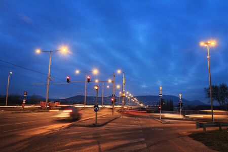 Fast moving cars at nightのeditorial素材