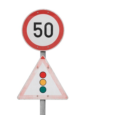 Isolated traffic Signs on natural white backgroundの写真素材