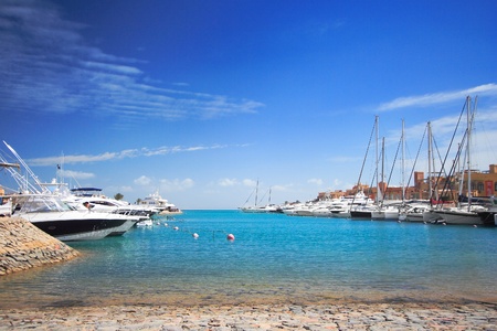Luxury yachts at El Gouna, Egypt, on the Red Sea.の写真素材