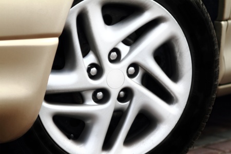 Close up wheel of a spots car