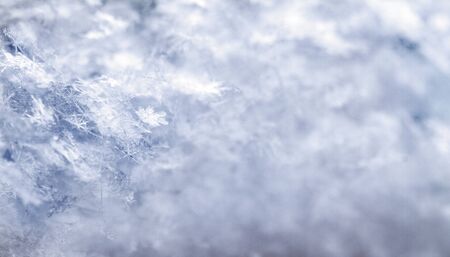 Snowflake in blue snow with crystals in good view