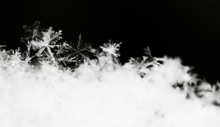 Close up, macro of snow with crystals in good viewの写真素材