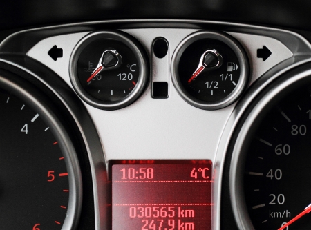 Close up of car dashboard on sports car