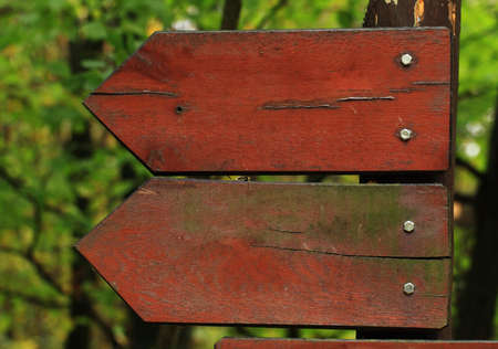 Two wooden arrow road signsの写真素材