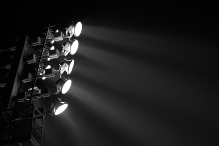 The Stadium Spot-light tower  darck background の写真素材