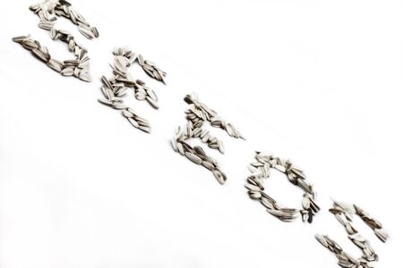 A word made of sunflower seeds