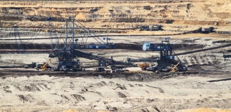 Coal mining in an open pitの写真素材