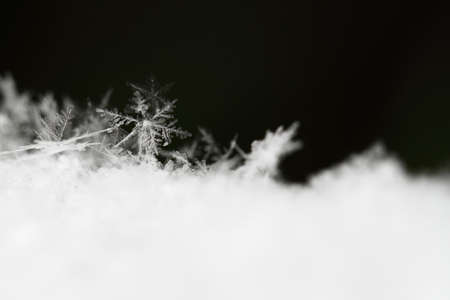 Close up, macro of snow with crystals in good view
