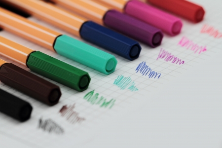 Color pens isolated on graduated backgroundの写真素材