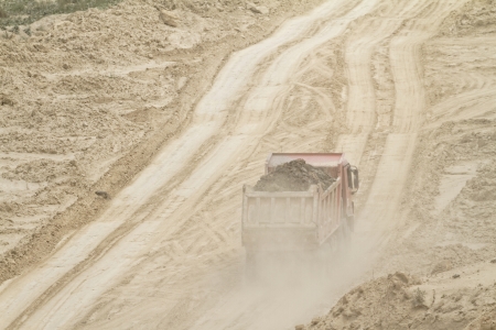 Coal mining in an open pitの写真素材