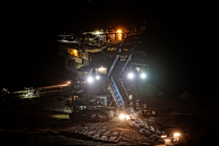 Coal mining in an open pit - evening photo