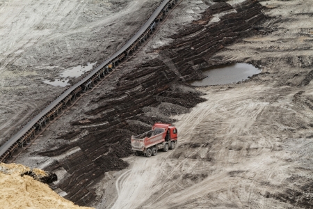 Coal mining in an open pitの写真素材