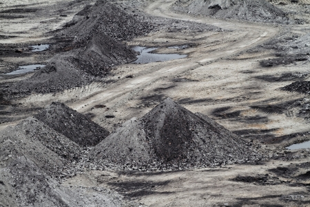 Coal mining in an open pit