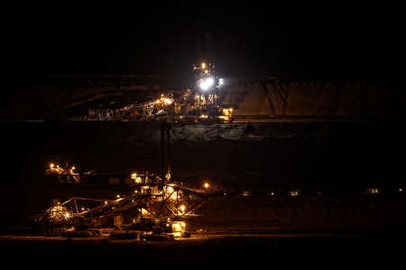 Coal mining in an open pit - evening photoの写真素材