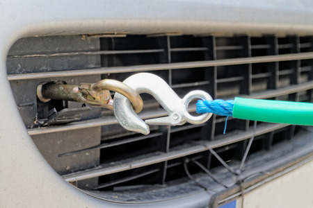  a car towage in the roadの写真素材