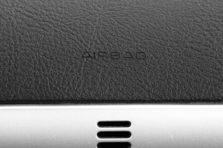Photo of an airbag inscription in the black carの写真素材