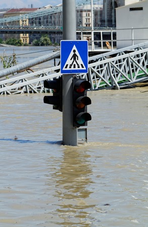 Photo of flooding of the Danube in Budapestの写真素材