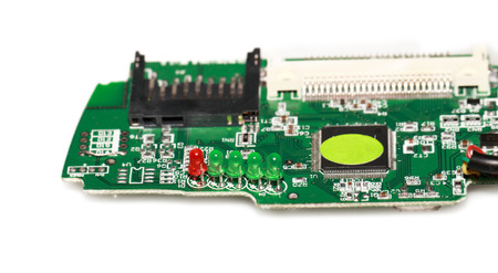 Close up photo of a green motherboardの写真素材