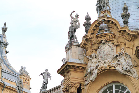 Close up photo of a big castle's towerのeditorial素材