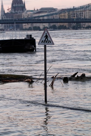 Photo of flooding of the Danube in Budapestの写真素材