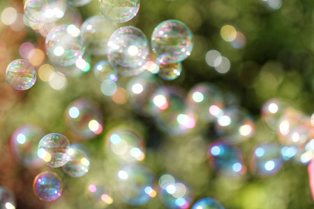 The rainbow bubbles from the bubble blower