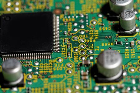 Close up photo of the printed circuits