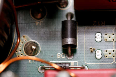 Close up photo of various electronic components
