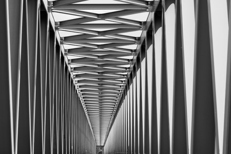 Railway metal bridge perspective viewの写真素材