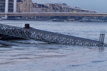 Photo of flooding of the Danube in Budapestの写真素材