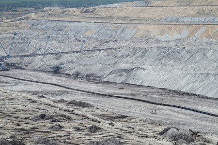 Coal mining in an open pit