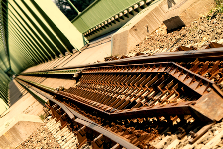 Railway metal bridge perspective view - abstract picturesの写真素材