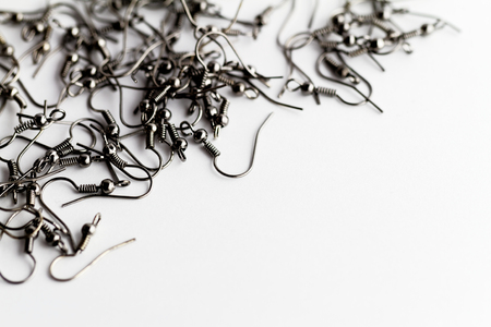 Earring hooks, with ball and coil - macro photoの写真素材