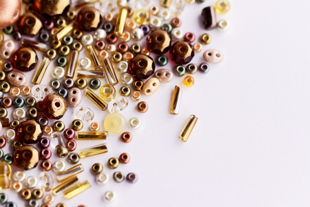 Shining varied beads - close up photoの写真素材