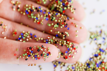 Small rhinestone in one handの写真素材