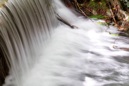 Small waterfall in nature - long shutter speedの写真素材