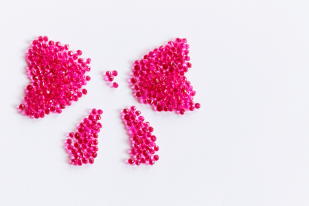 Pink bow of crystal beadsの写真素材