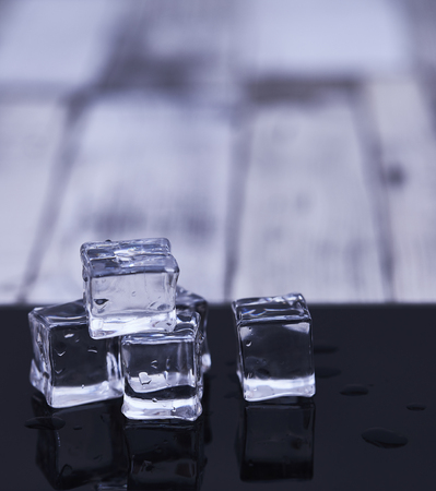 Glass cubes and reflections - abstract dark photoの写真素材