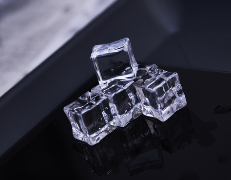 Glass cubes and reflections - abstract dark photoの写真素材