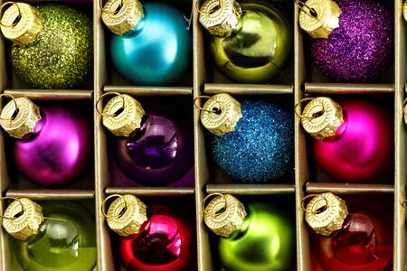 Close up photo of christmas tree ornamentsの写真素材