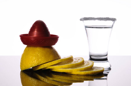 Tequila with a lemonの写真素材