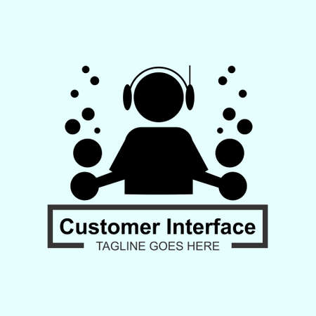 business icon illustration person and round icon shape customer interface, a visual vector that complements your businessのイラスト素材