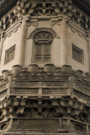 detail of the  decorations of an ancient pagoda in Zhengding, China