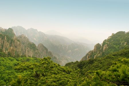 panorama from huangshan summitの写真素材