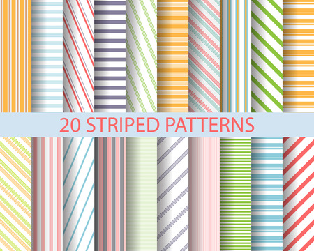 20 color stripes patterns,  Pattern Swatches, vector, Endless texture can be used for wallpaper, pattern fills, web page,background,surfaceのイラスト素材