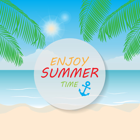 summer vacation beach background, text can be add for advertising, wallpaper, greeting cardのイラスト素材