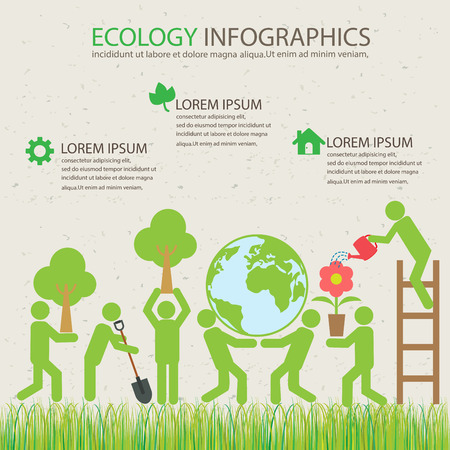ecology green infographics background and elements. plant and environmental save concept. Can be used for business layout, banner, diagram, web design, info chart, brochure template. vector illustrationのイラスト素材